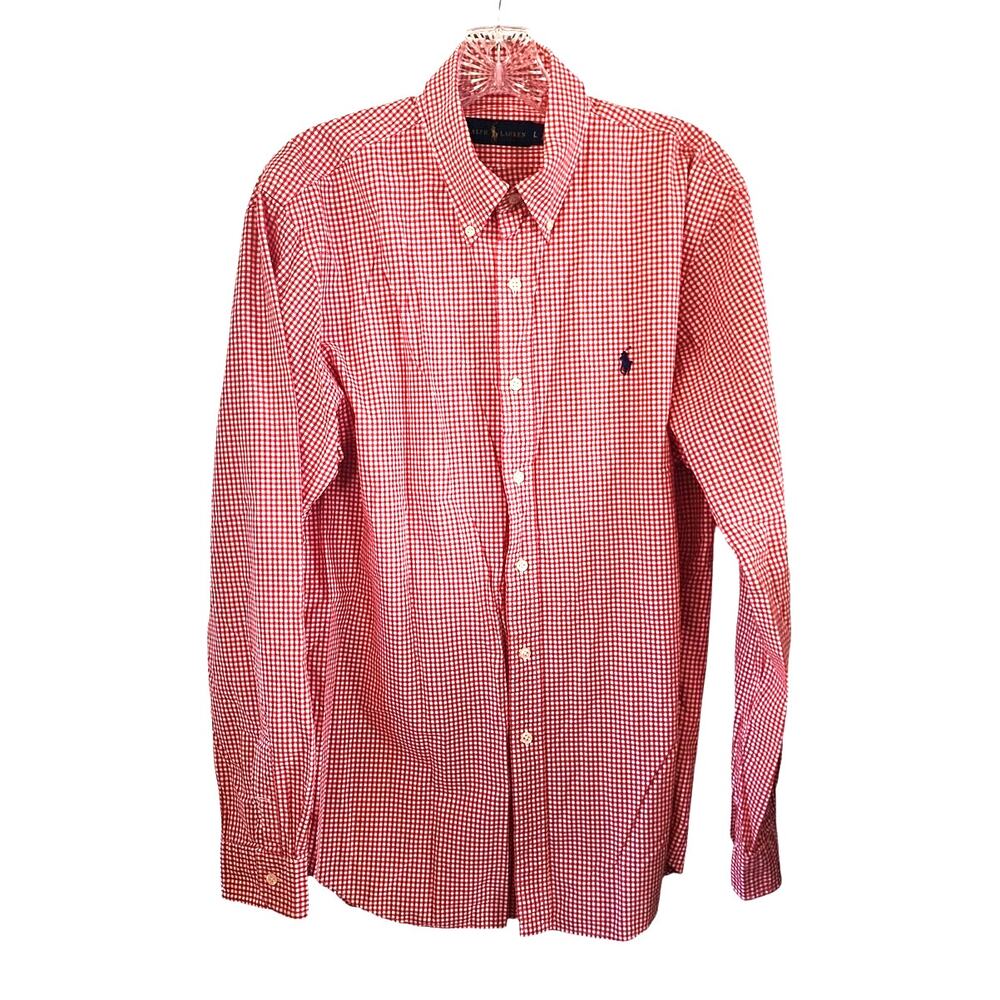 Ralph Lauren Gingham Button Up Preppy Career Shirt Size Large